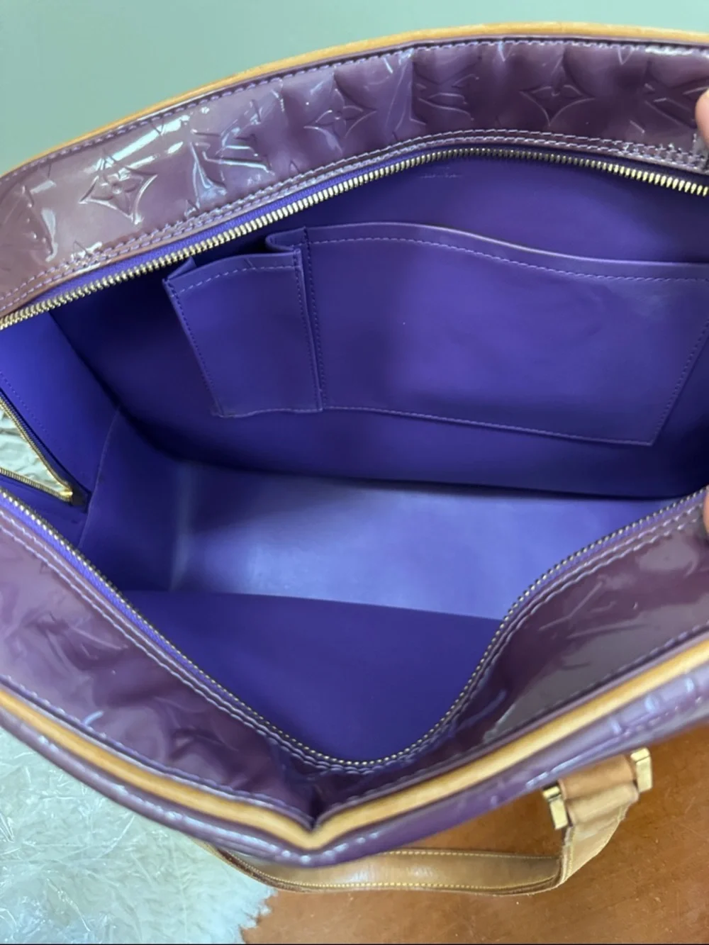 Louis Vuitton Vernis Sutton Laptop Bag in Plum with Vachetta Trim